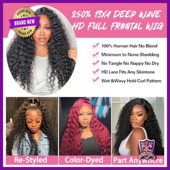 30 Inch Deep Wave Lace Front Wig 100% Human Hair Pre Plucked HD Lace main image 6